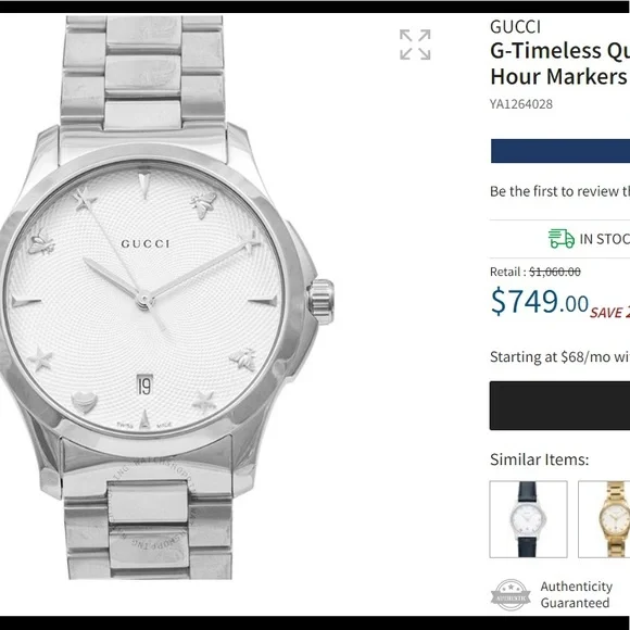 Gucci G-Timeless Quartz Silver Dial With Charms
Hour Markers Ladies Watch - Picture 3 of 8